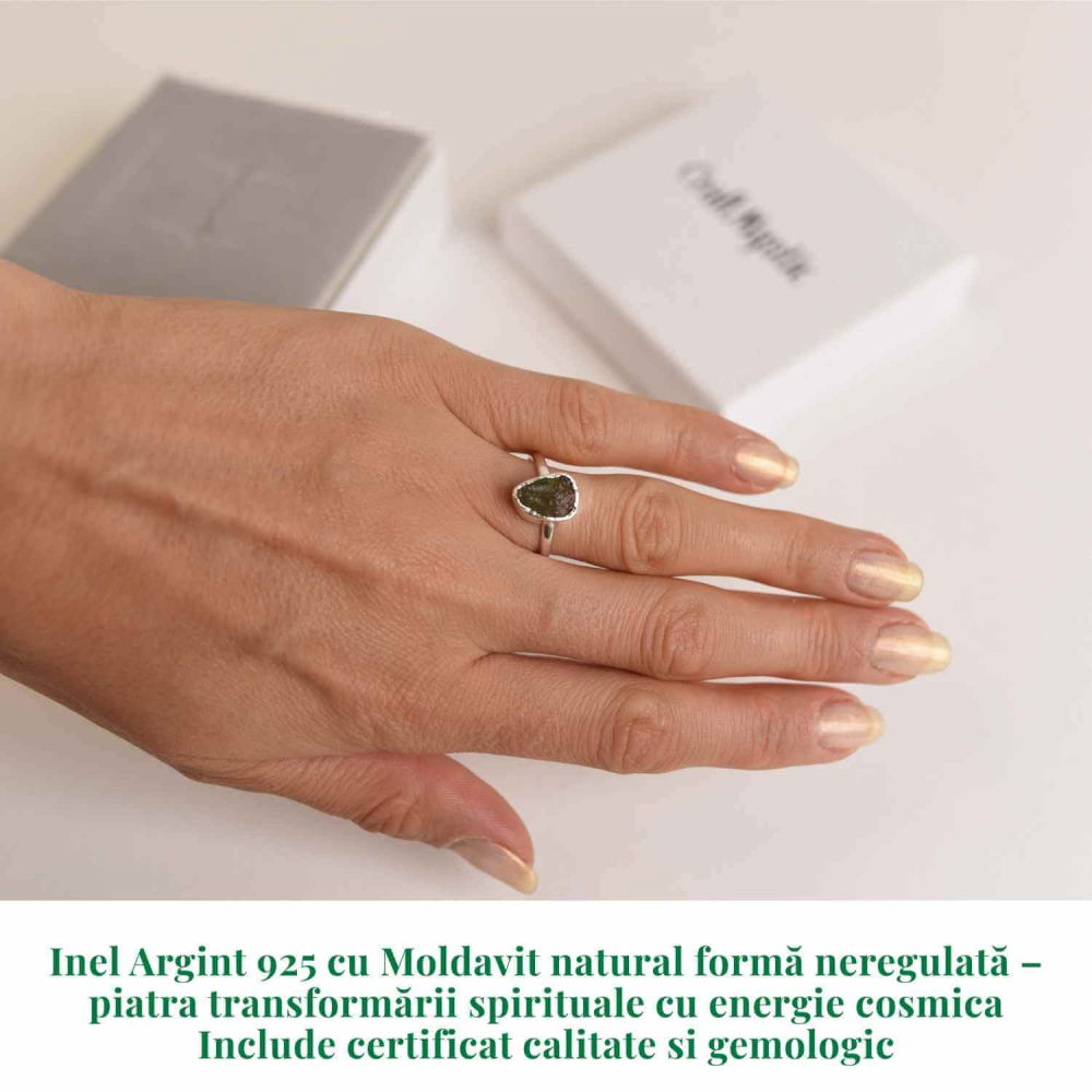 Inel argint 925 cu Moldavit natural - forma neregulata [2]