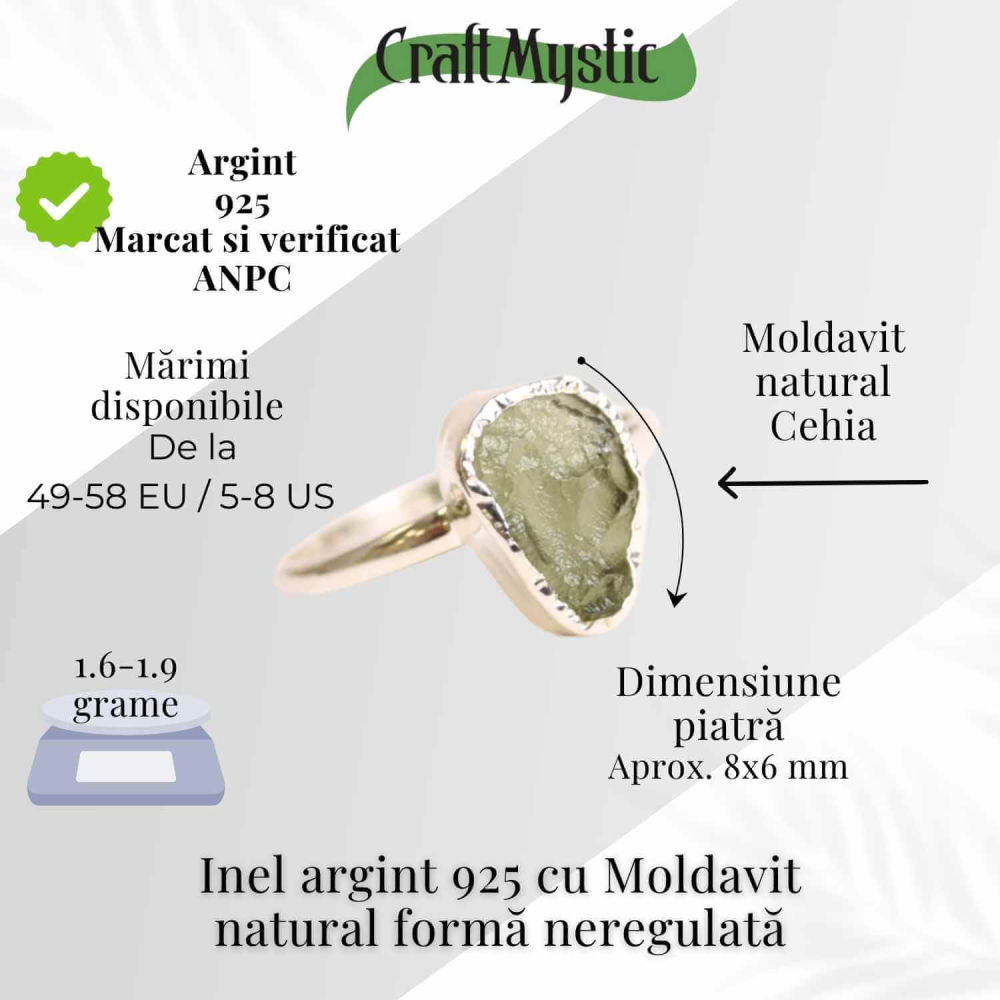 Inel argint 925 cu Moldavit natural - forma neregulata [4]