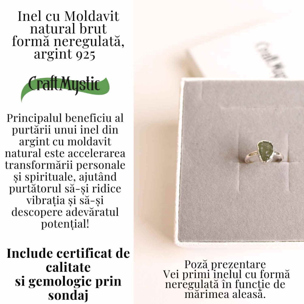 Inel argint 925 cu Moldavit natural - forma neregulata [5]