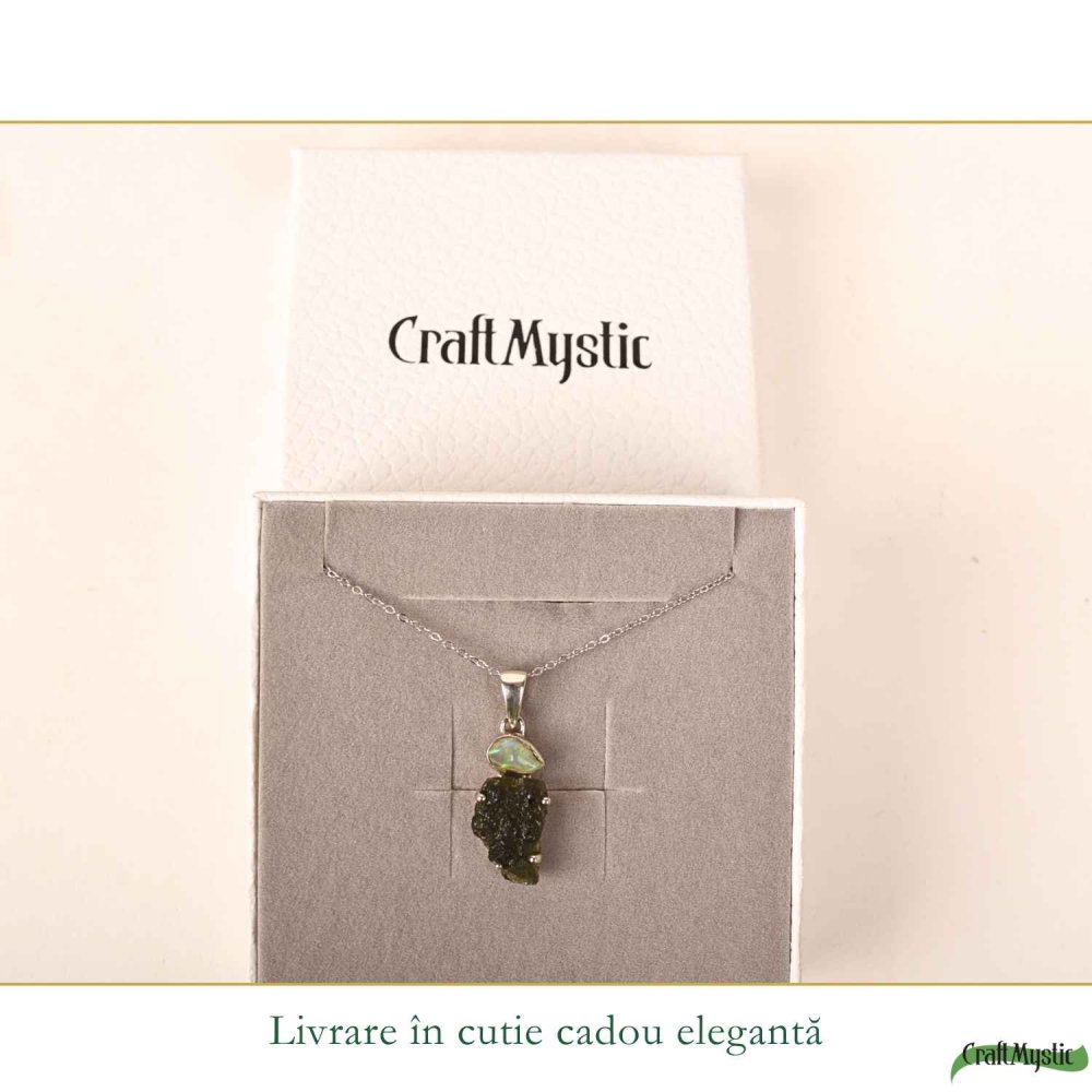 Colier Argint 925 cu Moldavit si Opal Etiopian – Intuitie si Transformare [6]