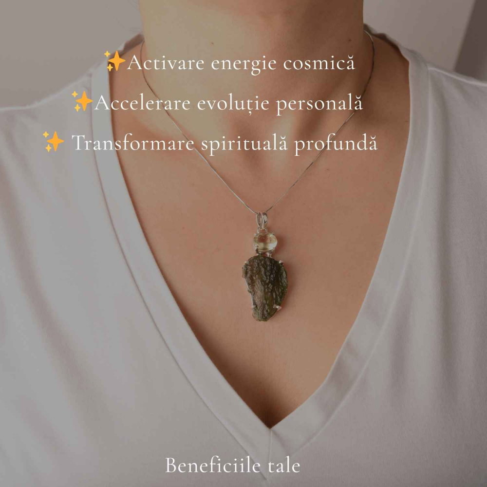 Colier Argint 925 cu Moldavit si Piatra Desertului Libian – Energie si Claritate [3]