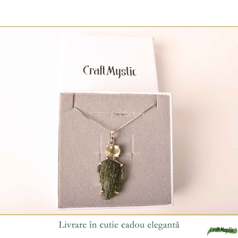 Colier Argint 925 cu Moldavit si Piatra Desertului Libian – Energie si Claritate [6]