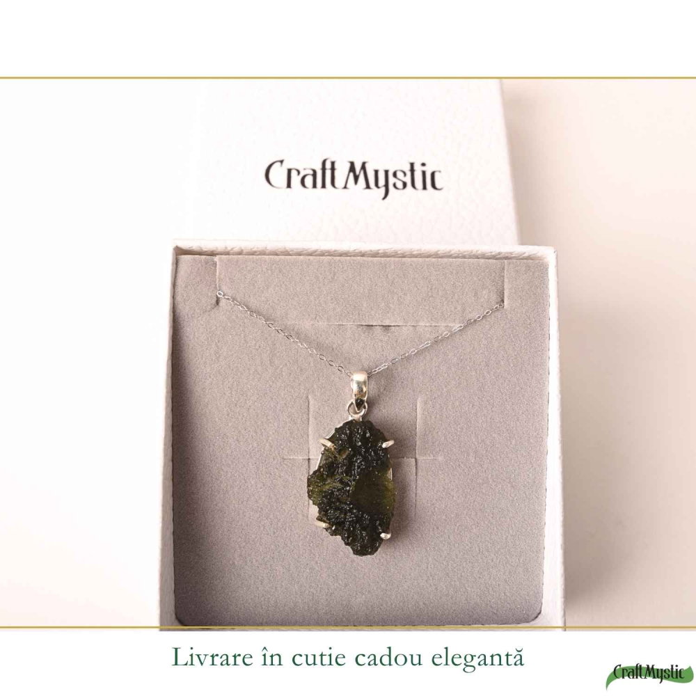 Colier Argint 925 cu Moldavit Brut Natural – Transformare si Energie Autentica [6]