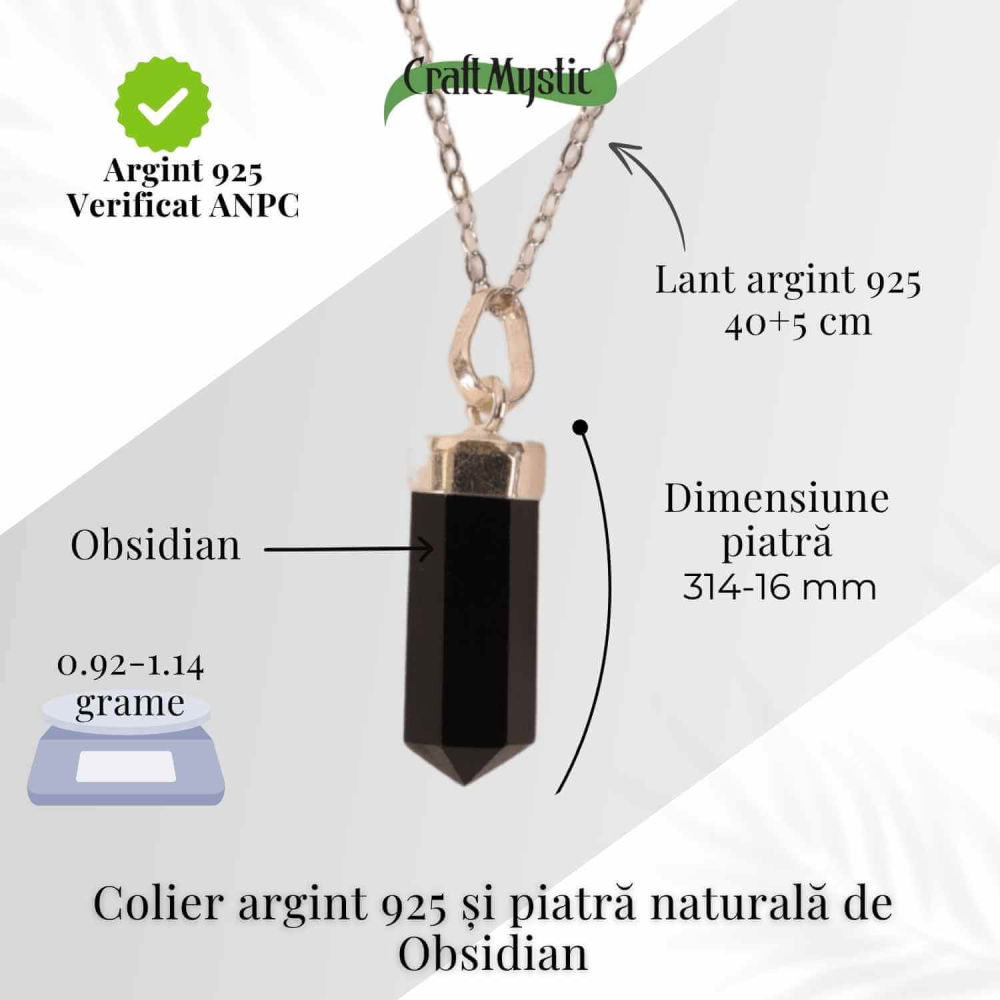Colier Argint 925 cu Obsidian Natural – Protectie si Claritate Interioara [4]