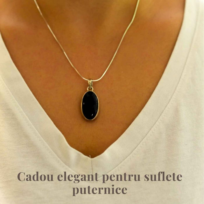 Colier argint 925 cu Onix NegruColier argint 925 cu Onix Negru - Protectie si Eleganta - Protecție și Eleganță [2]