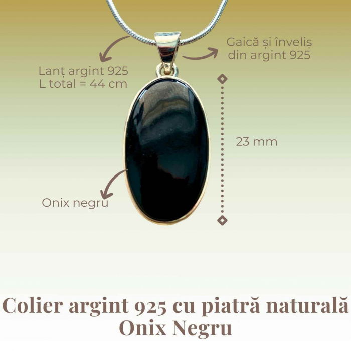 Colier argint 925 cu Onix NegruColier argint 925 cu Onix Negru - Protectie si Eleganta - Protecție și Eleganță [7]