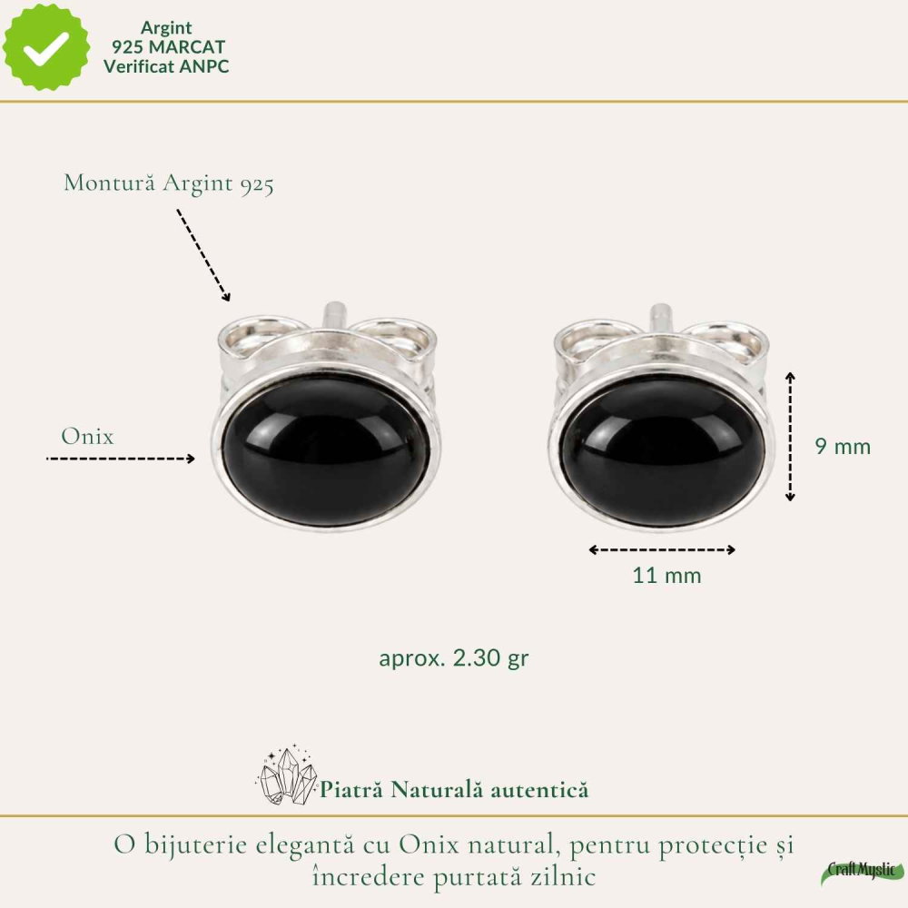 Cercei Argint 925 cu Onix Natural Oval – Eleganta si Protectie Feminina [4]
