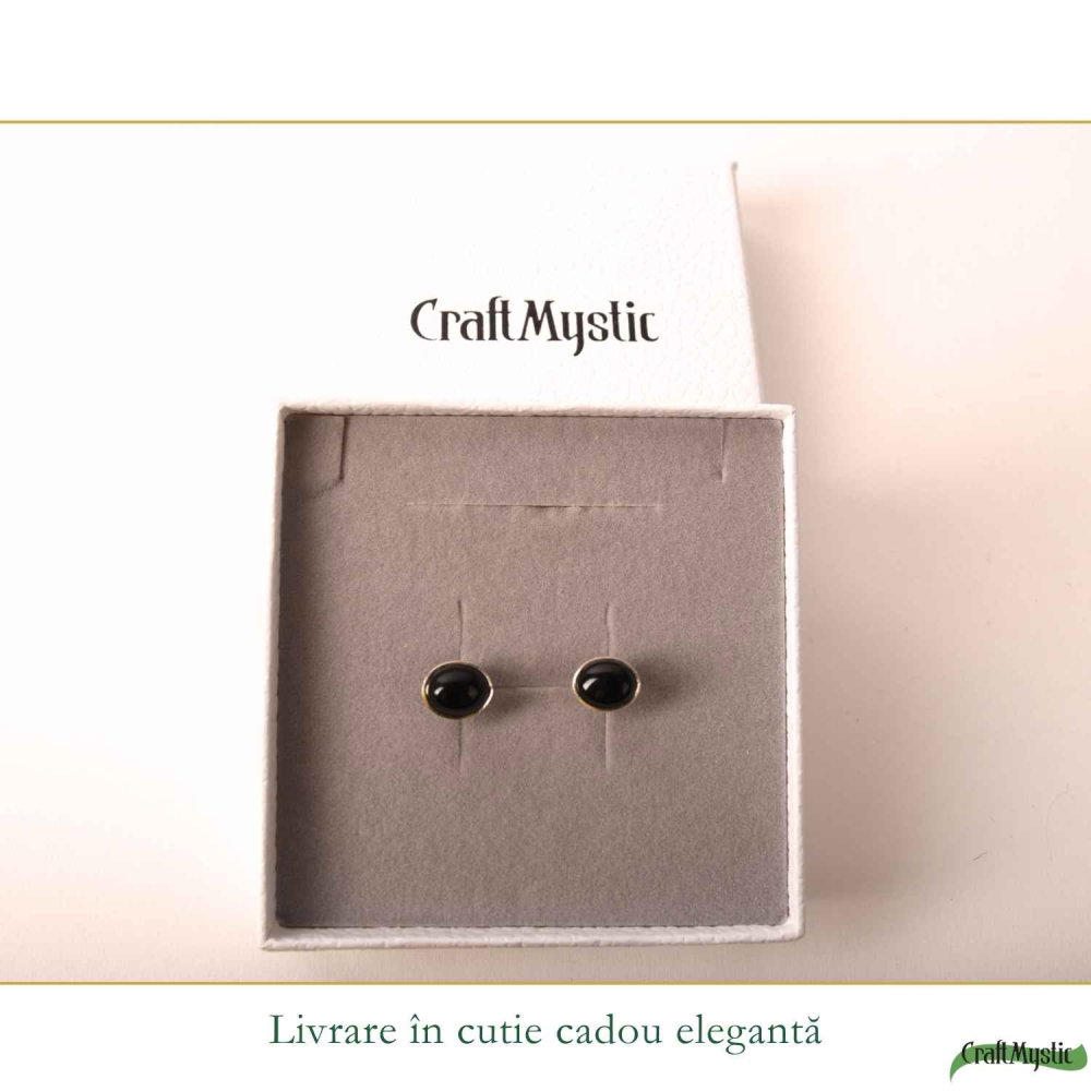 Cercei Argint 925 cu Onix Natural Oval – Eleganta si Protectie Feminina [6]