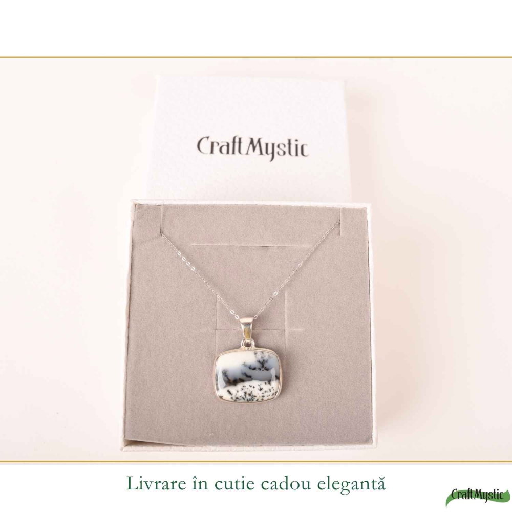 Colier Argint 925 cu Opal Dendritic Patrat – Claritate si Echilibru Interior [6]