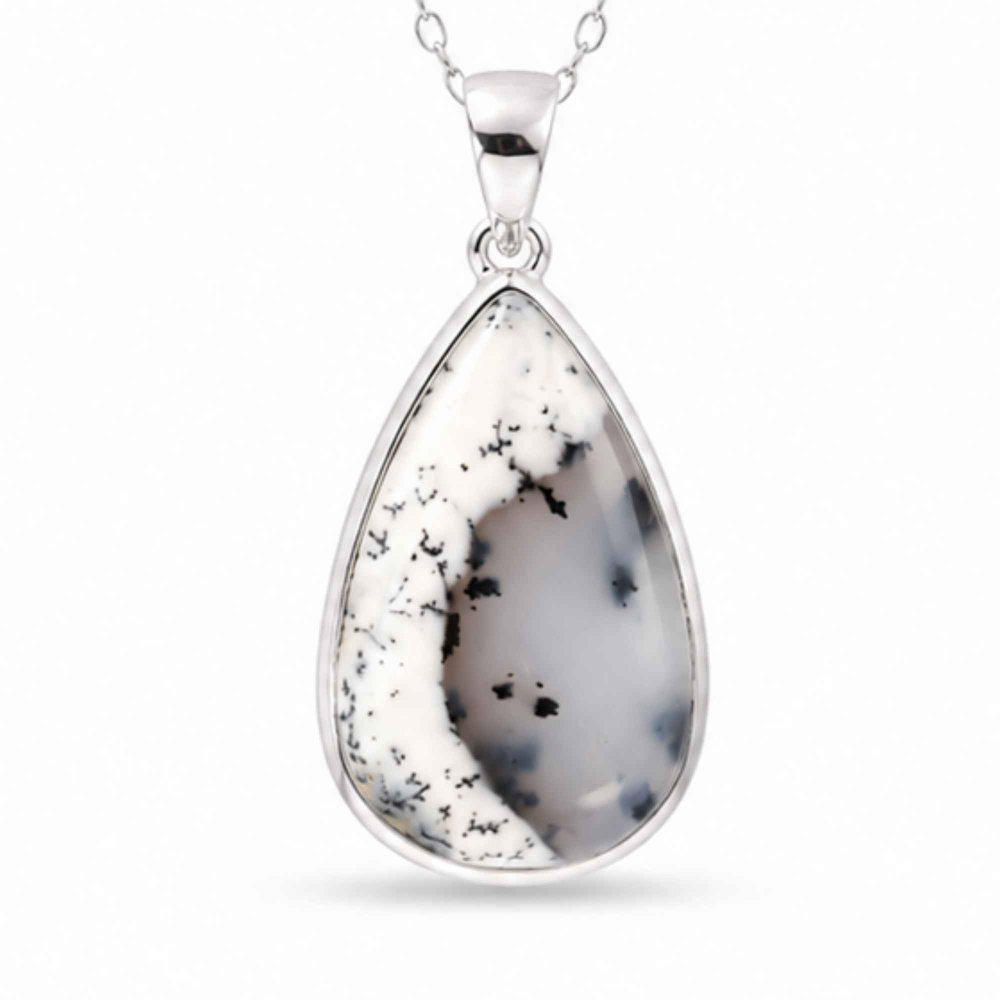 Colier Argint 925 cu Opal Dendritic Lacrima – Claritate si Echilibru Interior [1]