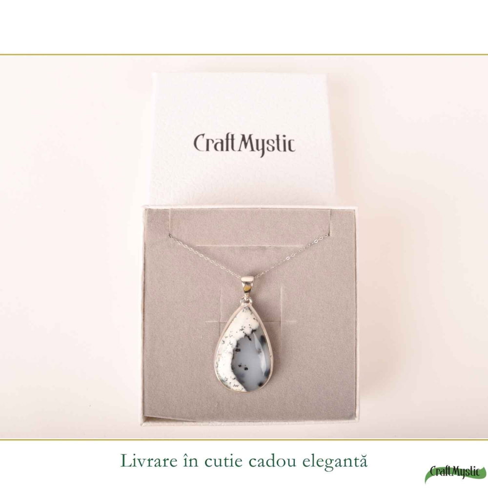 Colier Argint 925 cu Opal Dendritic Lacrima – Claritate si Echilibru Interior [6]
