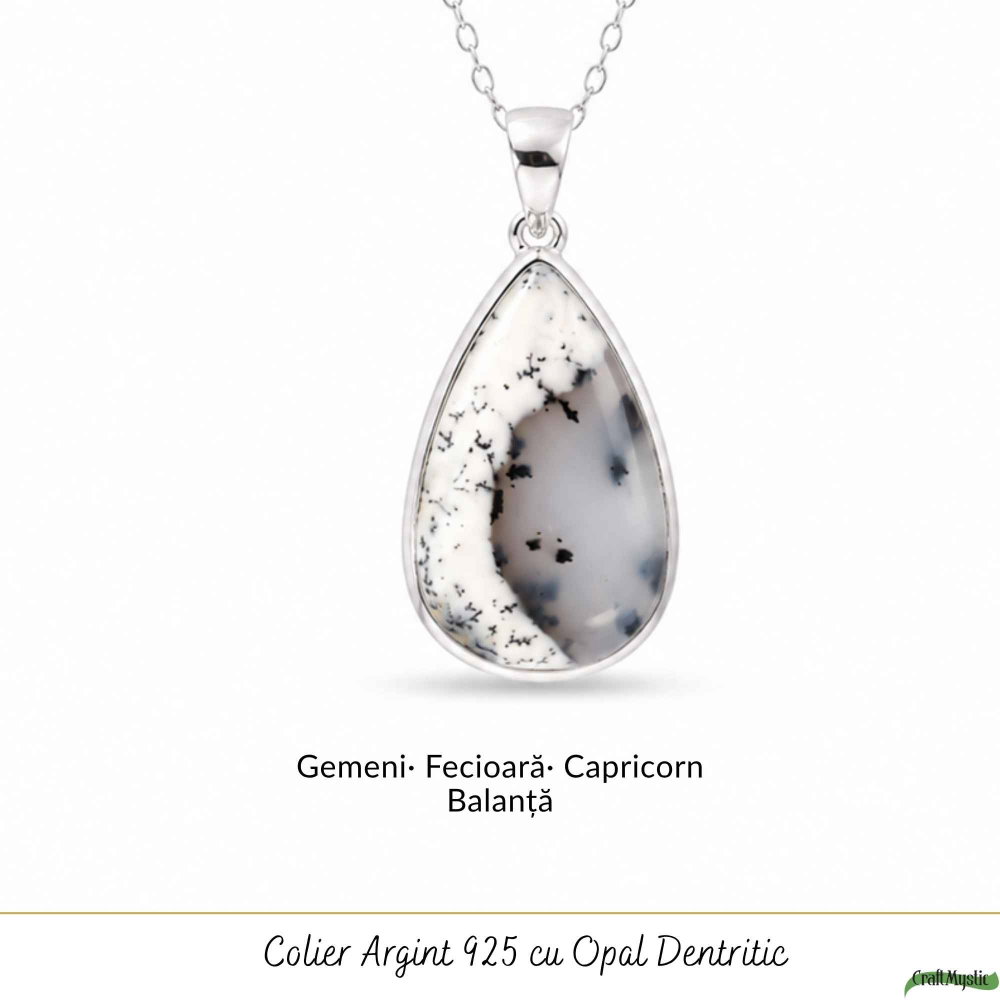 Colier Argint 925 cu Opal Dendritic Lacrima – Claritate si Echilibru Interior [5]