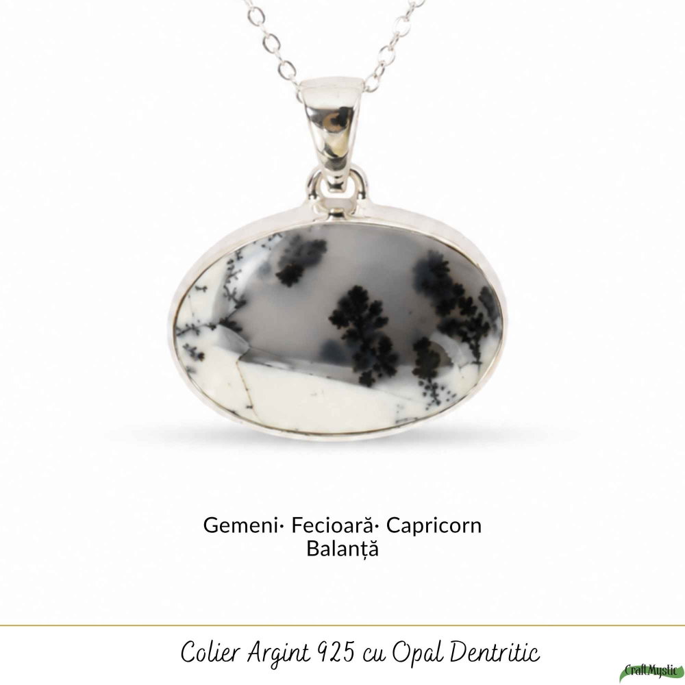 Colier Argint 925 cu Opal Dendritic Oval – Echilibru si Claritate Naturala [5]