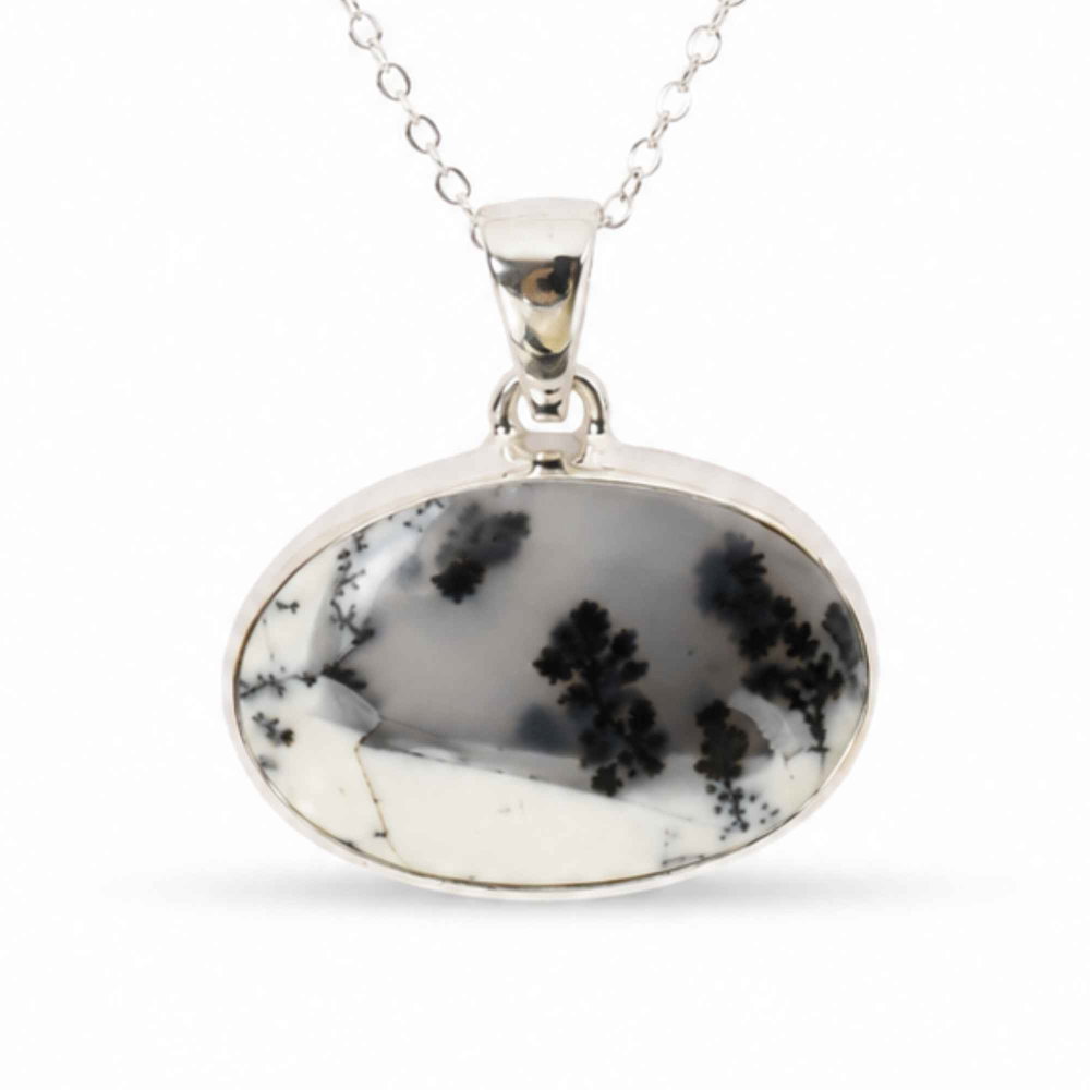 Colier Argint 925 cu Opal Dendritic Oval – Echilibru si Claritate Naturala [1]