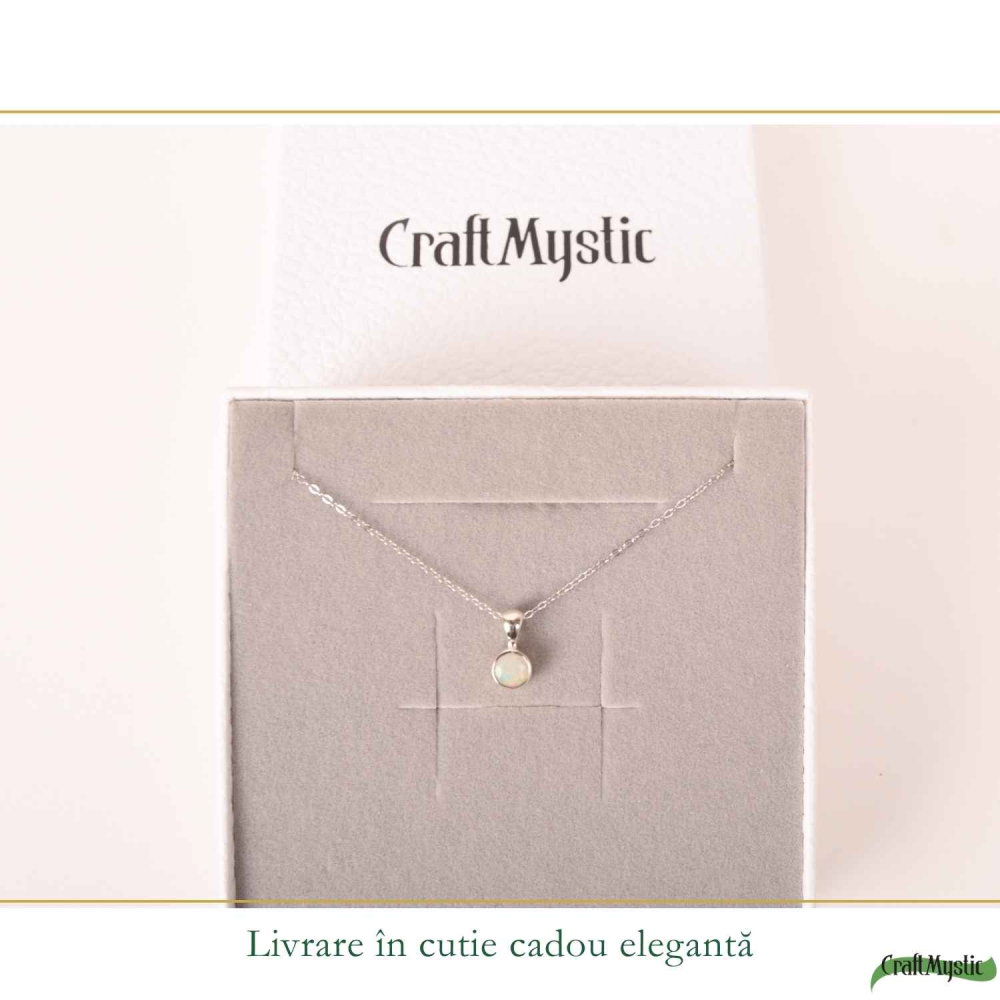 Colier Argint 925 cu Opal Etiopian Rotund – Energie Pozitiva si Claritate Interioara [6]