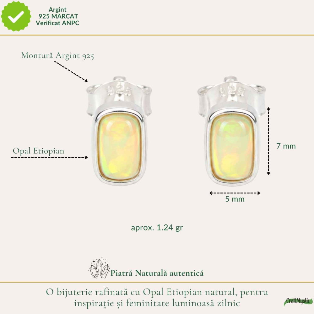Cercei Argint 925 cu Opal Etiopian Natural – Eleganta si Energie Luminoasa [4]