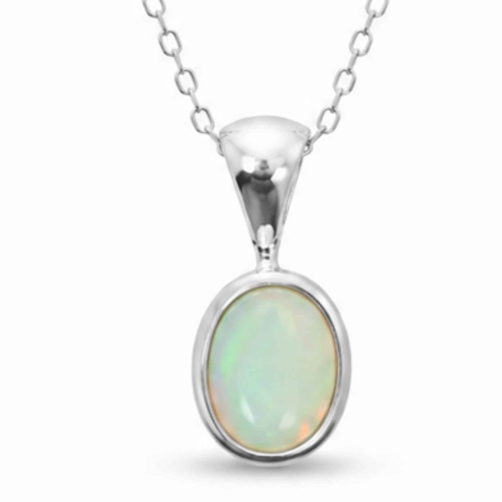 Colier Argint 925 cu Opal Etiopian Oval – Intuitie si Energie Pozitiva [1]