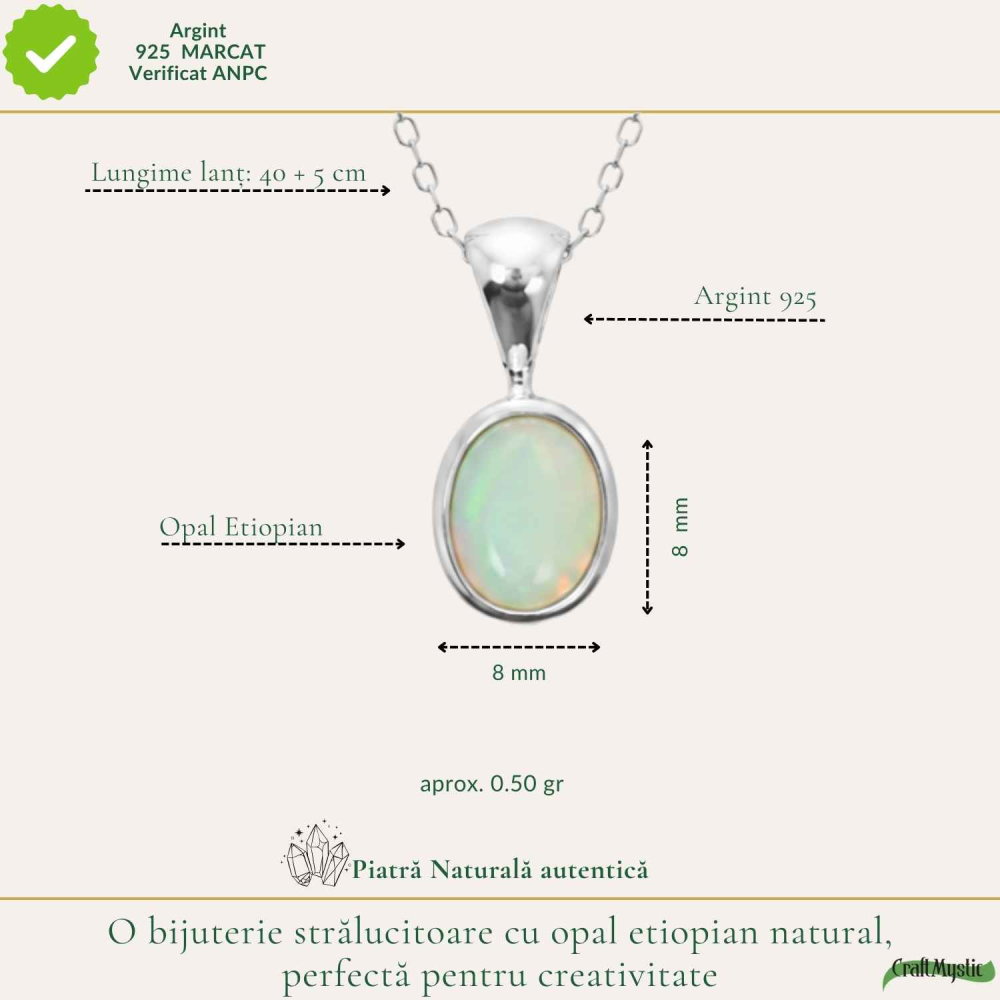 Colier Argint 925 cu Opal Etiopian Oval – Intuitie si Energie Pozitiva [4]