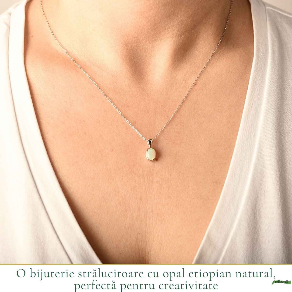 Colier Argint 925 cu Opal Etiopian Oval – Intuitie si Energie Pozitiva [2]