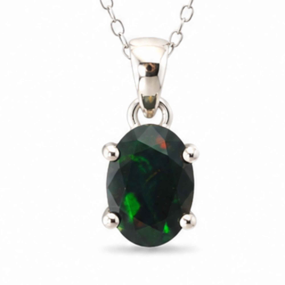 Colier Argint 925 cu Opal Negru Oval – Eleganta si Protectie Energetica [1]