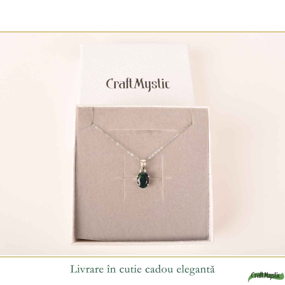 Colier Argint 925 cu Opal Negru Oval – Eleganta si Protectie Energetica [6]