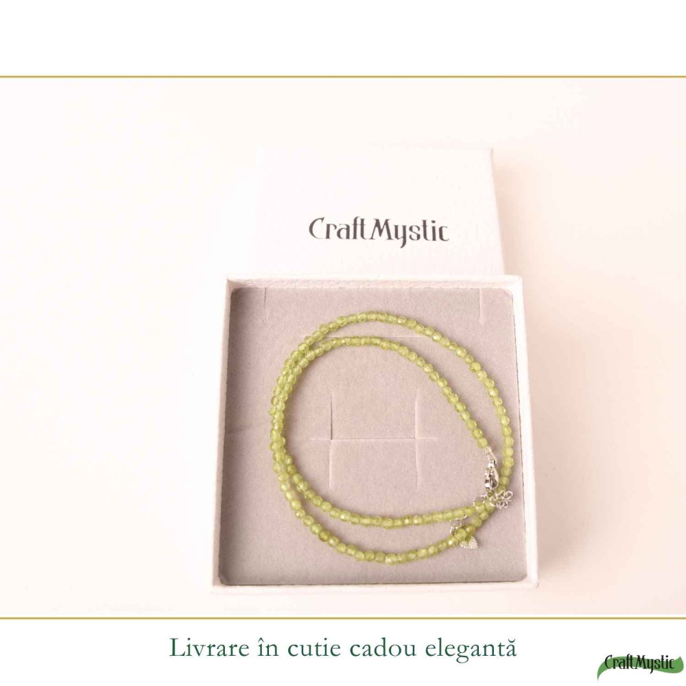 Colier Fin la Baza Gatului Tip Choker cu Peridot Fatetat 3 mm – Prospețime si Eleganta Naturala [6]