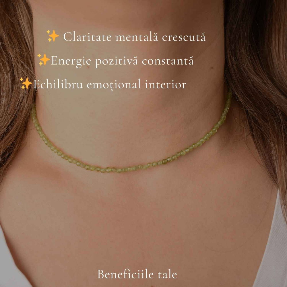 Colier Fin la Baza Gatului Tip Choker cu Peridot Fatetat 3 mm – Prospețime si Eleganta Naturala [3]