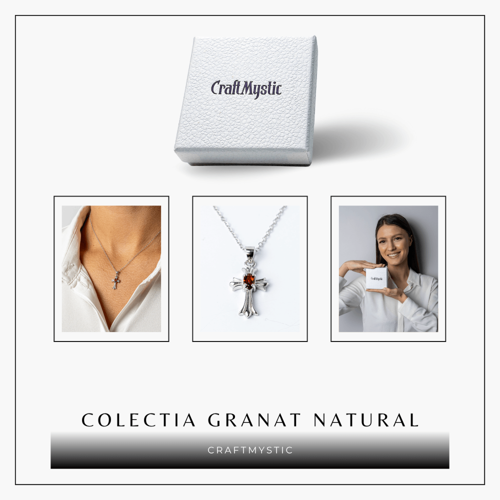 Colier Argint 925 cu Granat Natural in Forma de Cruce – Energie, Pasiune si Protectie Divina [8]