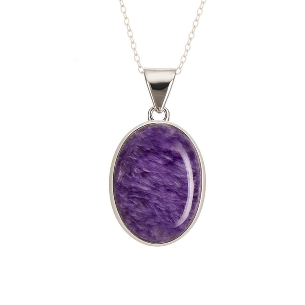 Colier Argint 925 cu Charoite Ovala – Transformare Spirituala si Curaj Interior [1]