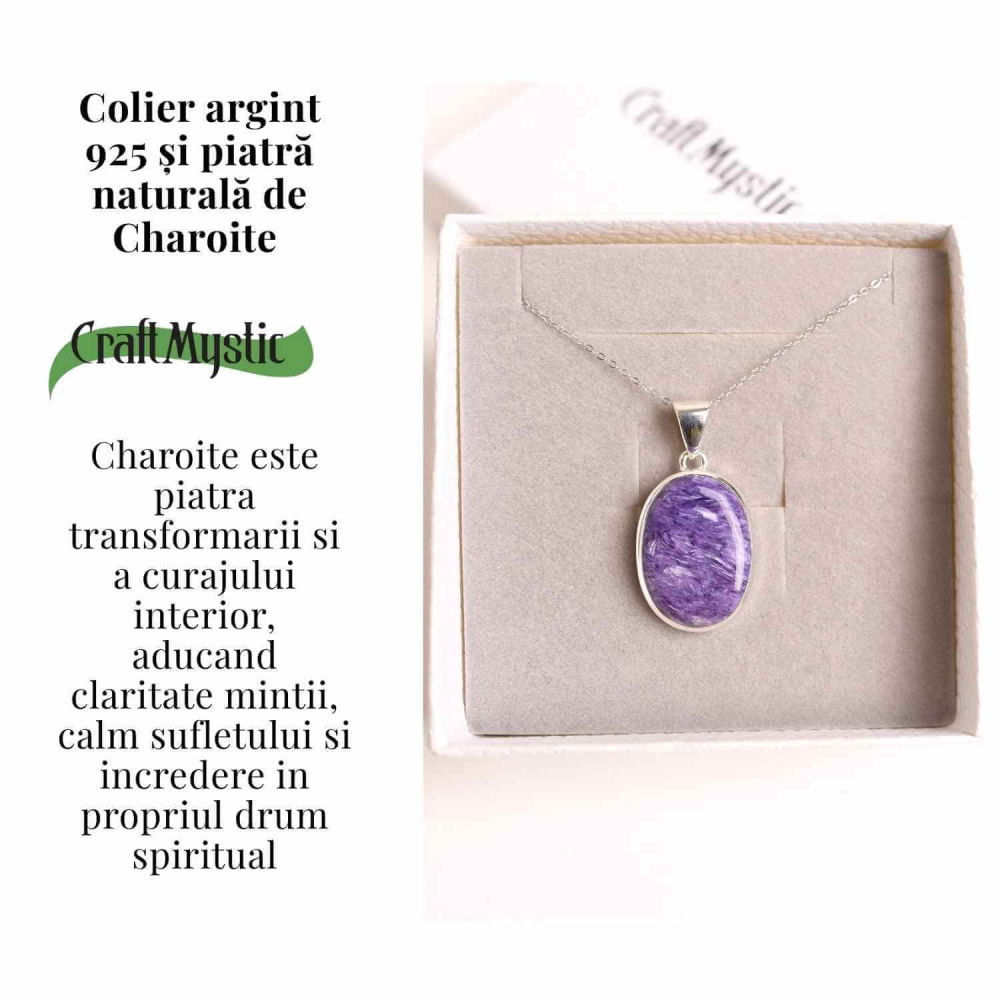 Colier Argint 925 cu Charoite Ovala – Transformare Spirituala si Curaj Interior [3]