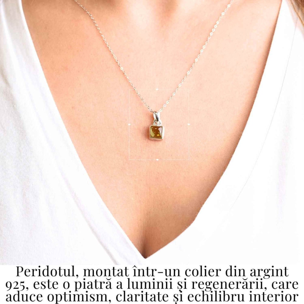 Colier Argint 925 cu Peridot Natural Patrat – Claritate, Energie si Renastere [2]