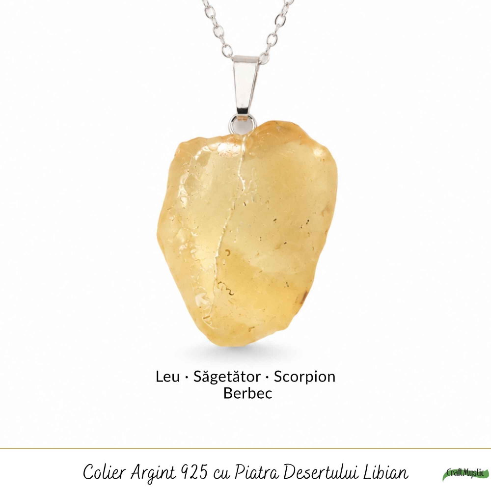 Colier Argint 925 cu Piatra Desertului Libian Brut – Protecte si Energie Solara [5]