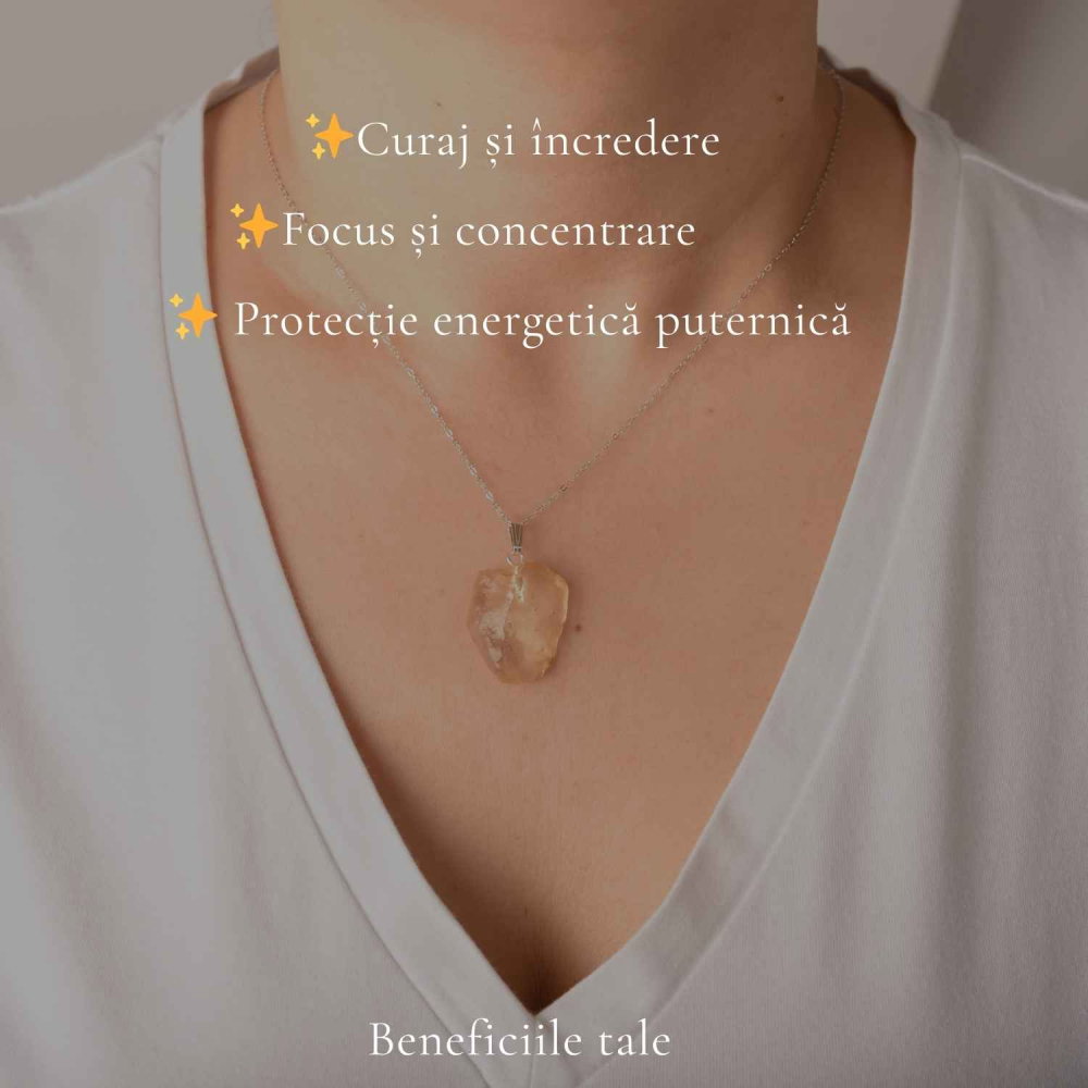 Colier Argint 925 cu Piatra Desertului Libian Brut – Protecte si Energie Solara [3]