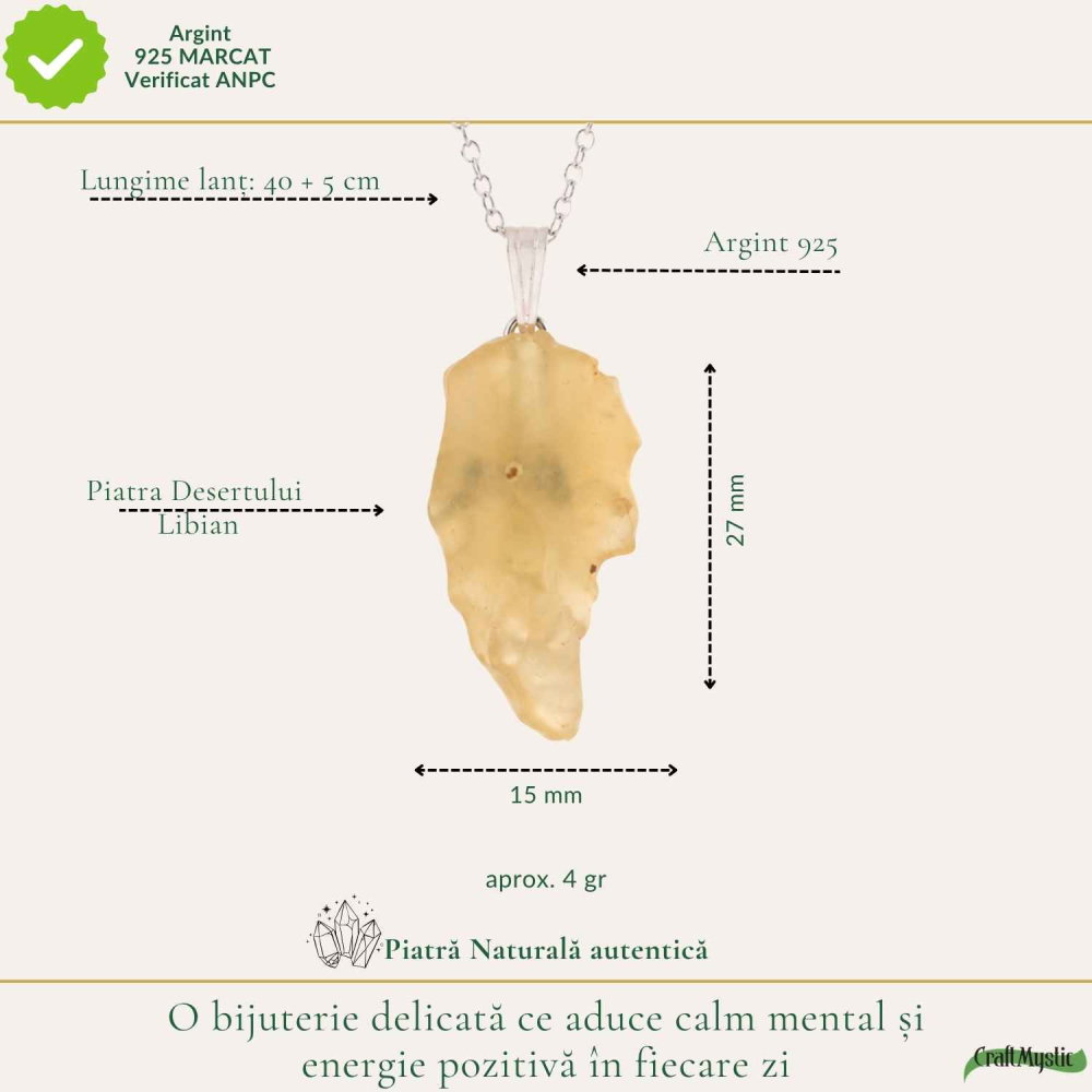 Colier Argint 925 cu Piatra Desertului Libian – Protectie si Energie Interioara [4]