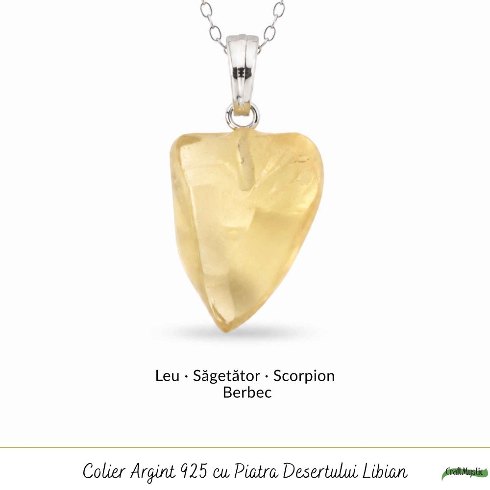 Colier Argint 925 cu Piatra Desertului Libian Brut – Claritate si Protectie Energetica [5]