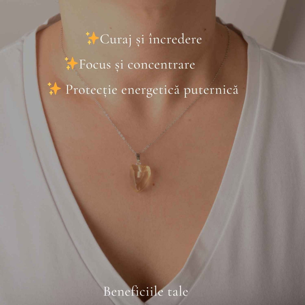 Colier Argint 925 cu Piatra Desertului Libian Brut – Claritate si Protectie Energetica [3]