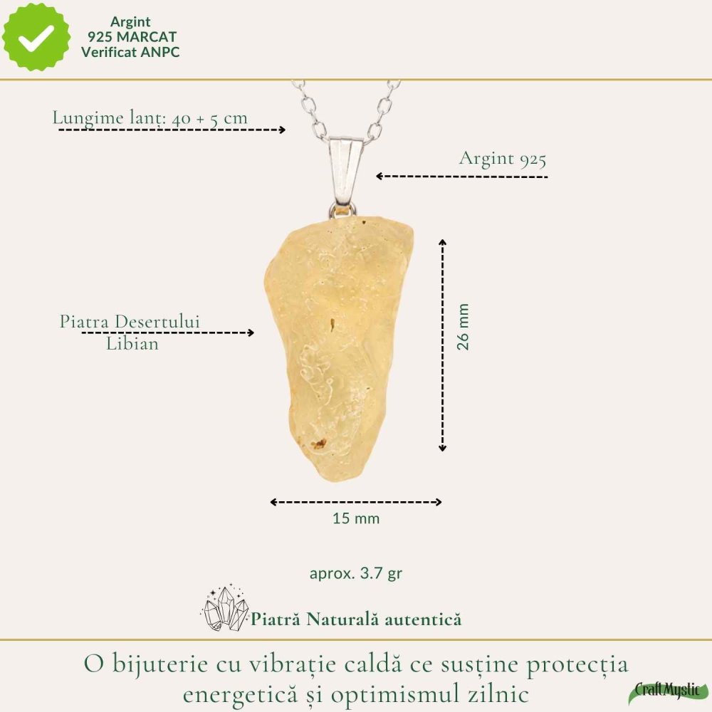 Colier Argint 925 cu Piatra Desertului Libian – Energie si Claritate [4]