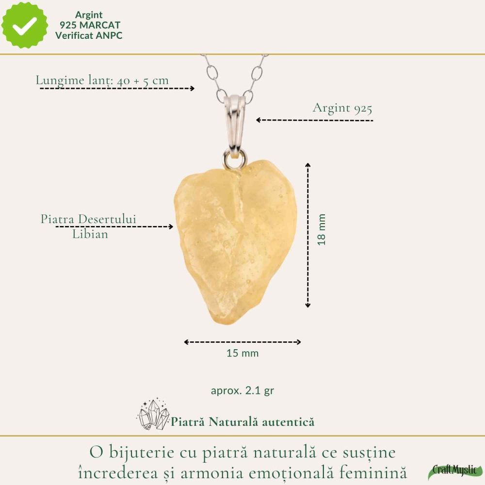 Colier Argint 925 cu Piatra Desertului Libian – Protectie si Claritate [4]