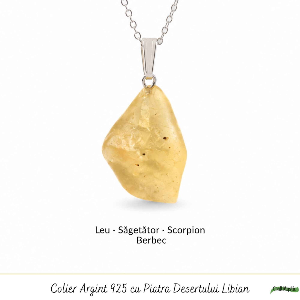 Colier Argint 925 cu Piatra Desertului Libian Neuniforma – Claritate si Protectie [5]