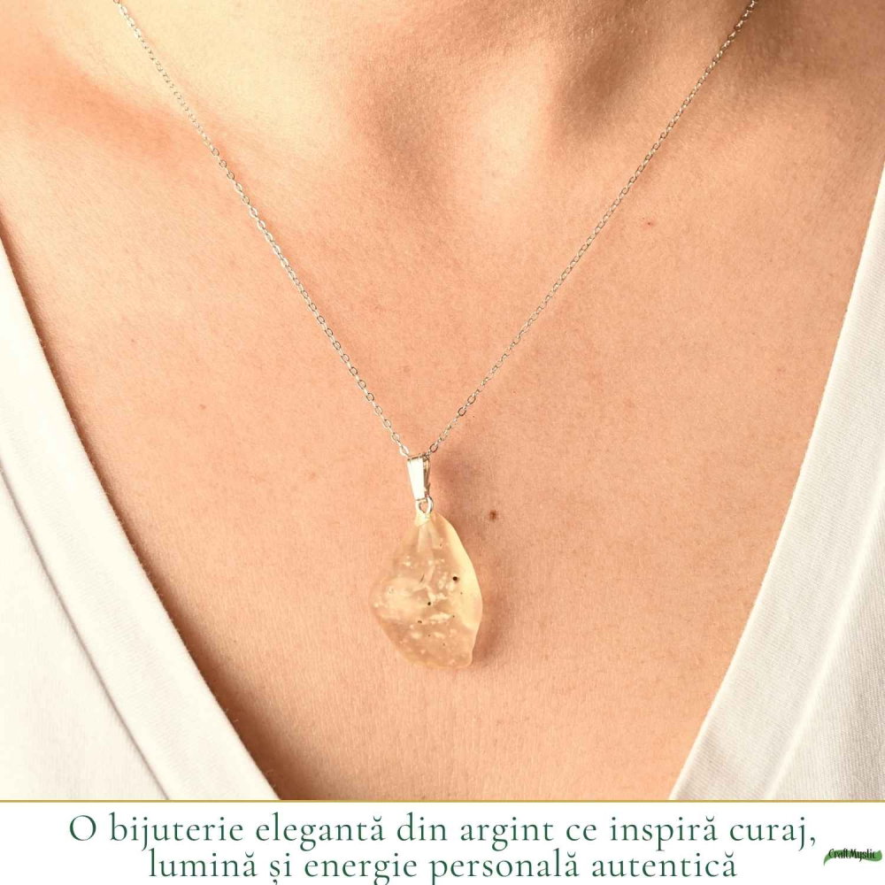 Colier Argint 925 cu Piatra Desertului Libian Neuniforma – Claritate si Protectie [2]