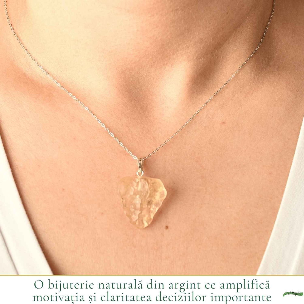 Colier Argint 925 cu Piatra Desertului Libian Neuniforma – Claritate si Protectie [2]