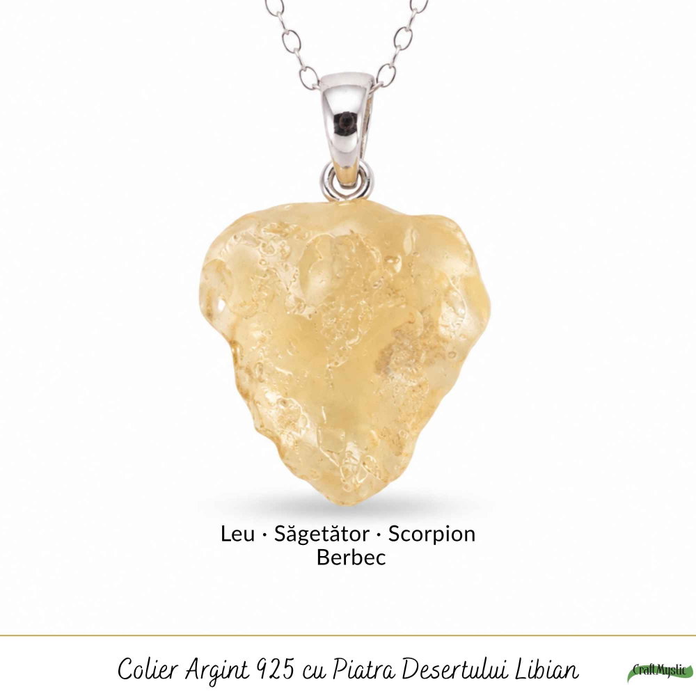 Colier Argint 925 cu Piatra Desertului Libian Neuniforma – Claritate si Protectie [5]