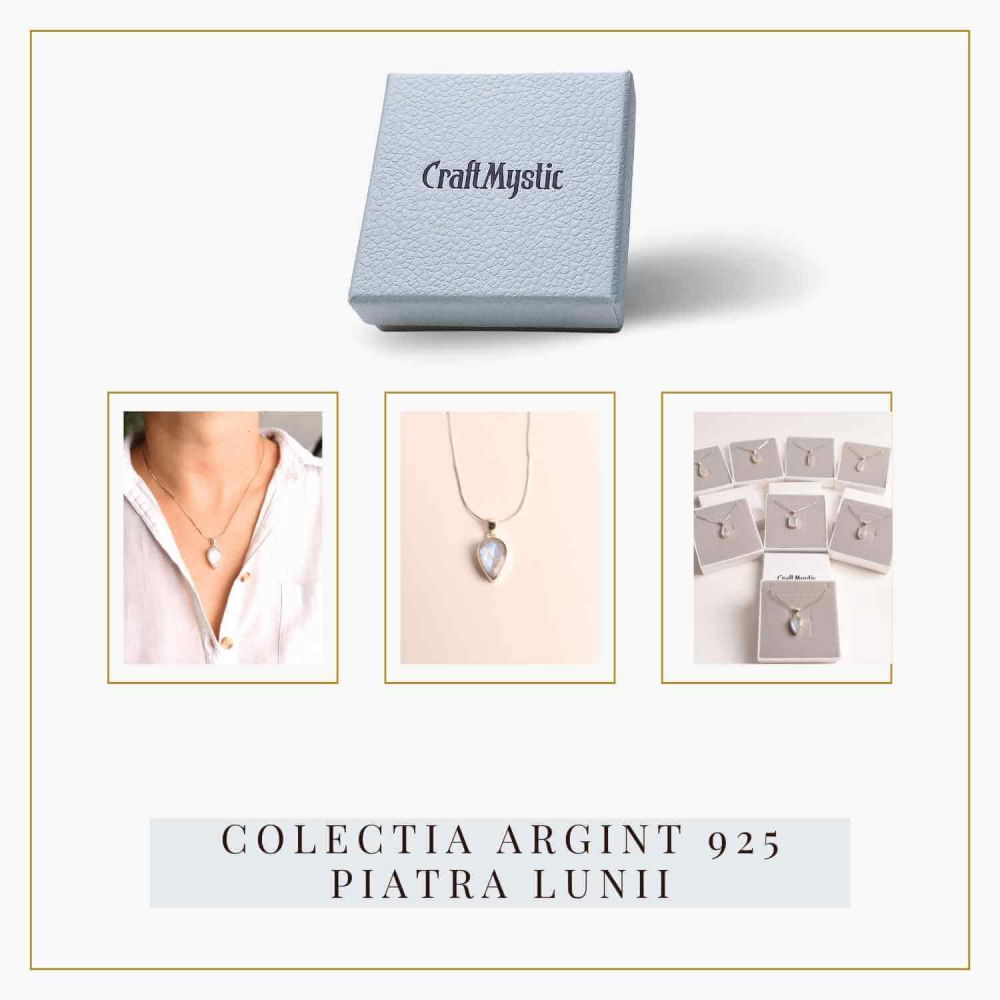 Colier Argint 925 cu Piatra Lunii Curcubeu Fatetat – Bijuterie pentru Echilibru Emoțional [8]