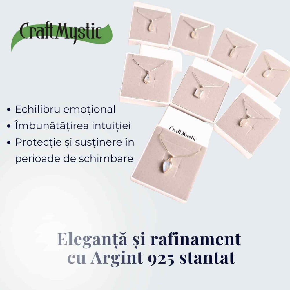 Colier Argint 925 cu Piatra Lunii Curcubeu Fatetat – Bijuterie pentru Echilibru Emoțional [3]