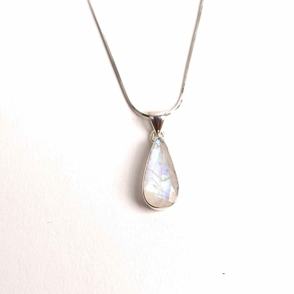 Colier Argint 925 cu Piatra Lunii Curcubeu Fatetat – Bijuterie pentru Echilibru Emoțional [17]