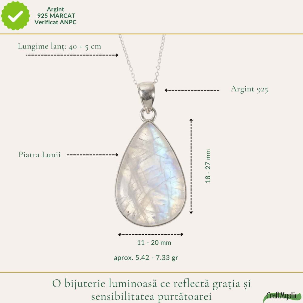 Colier Argint 925 cu Piatra Lunii Lacrima – Intuitie si Feminitate Eleganta [4]