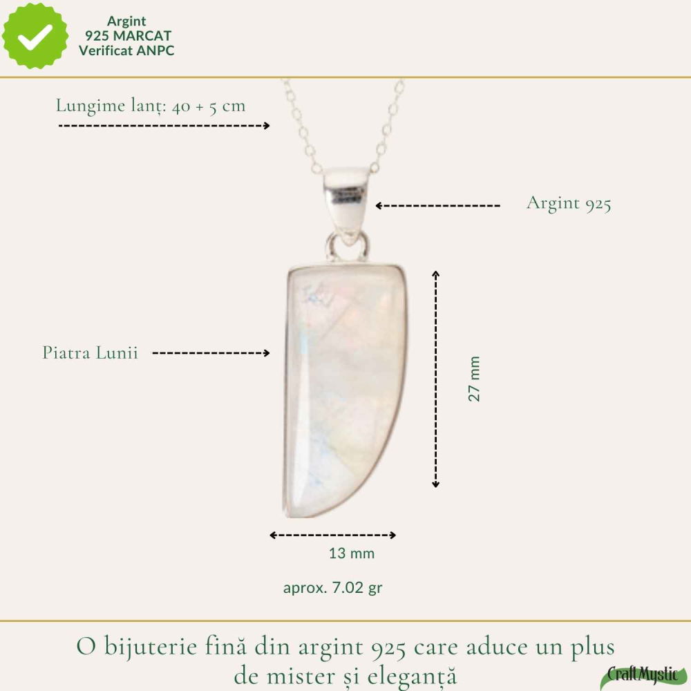 Colier Argint 925 cu Piatra Lunii Neuniform – Intuitie si Echilibru Emotional [4]