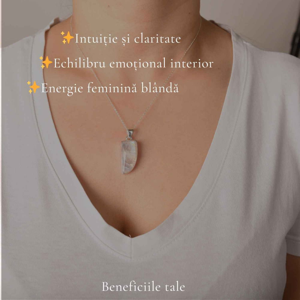 Colier Argint 925 cu Piatra Lunii Neuniform – Intuitie si Echilibru Emotional [3]