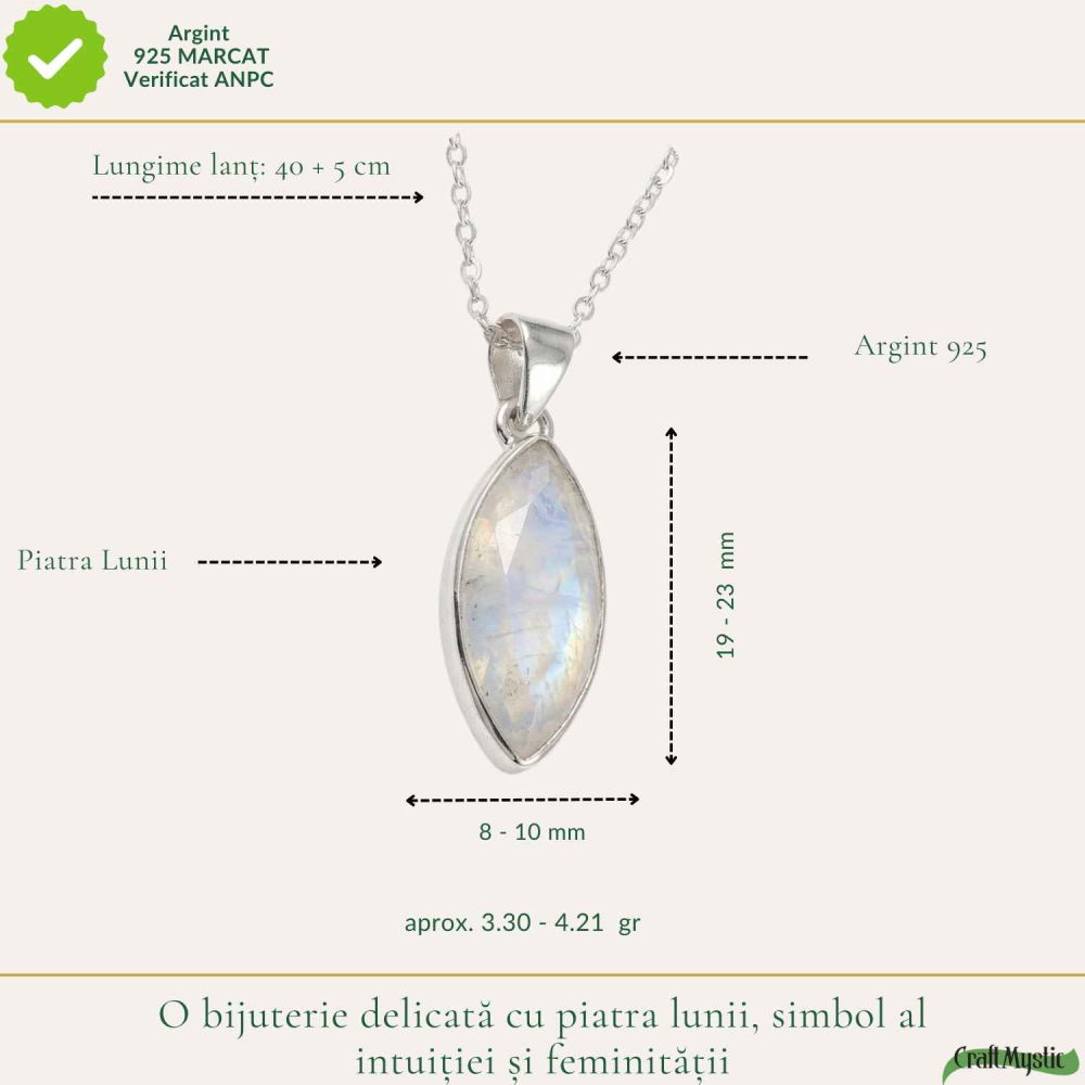 Colier Argint 925 cu Piatra Lunii Fatetata Delica – Feminitate si Echilibru Interior [4]