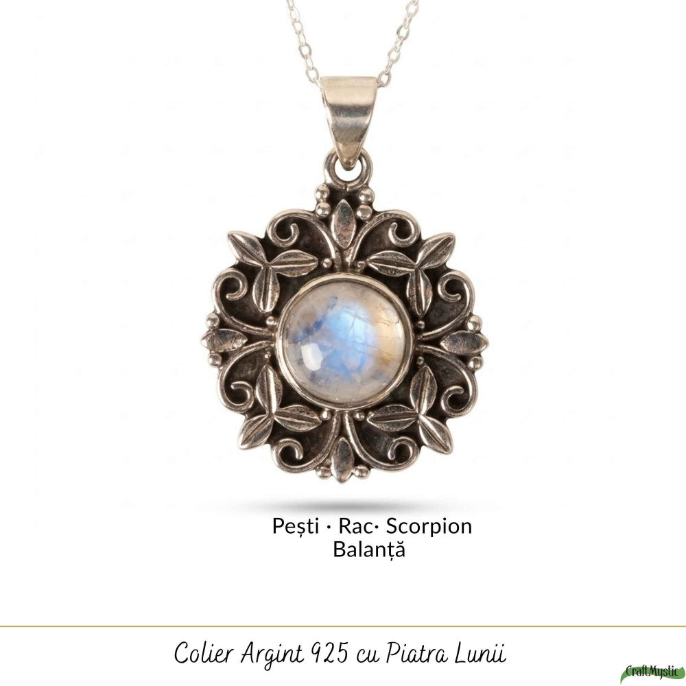 Colier Argint 925 cu Piatra Lunii Floare – Feminitate si Echilibru Interior [5]
